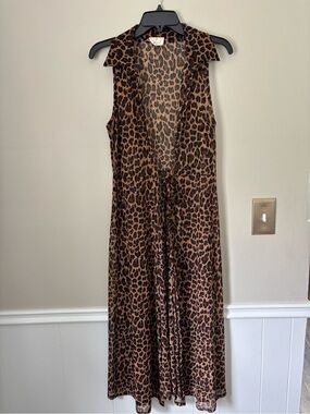 Sleeveless Leopard Print Maxi Top - Brown